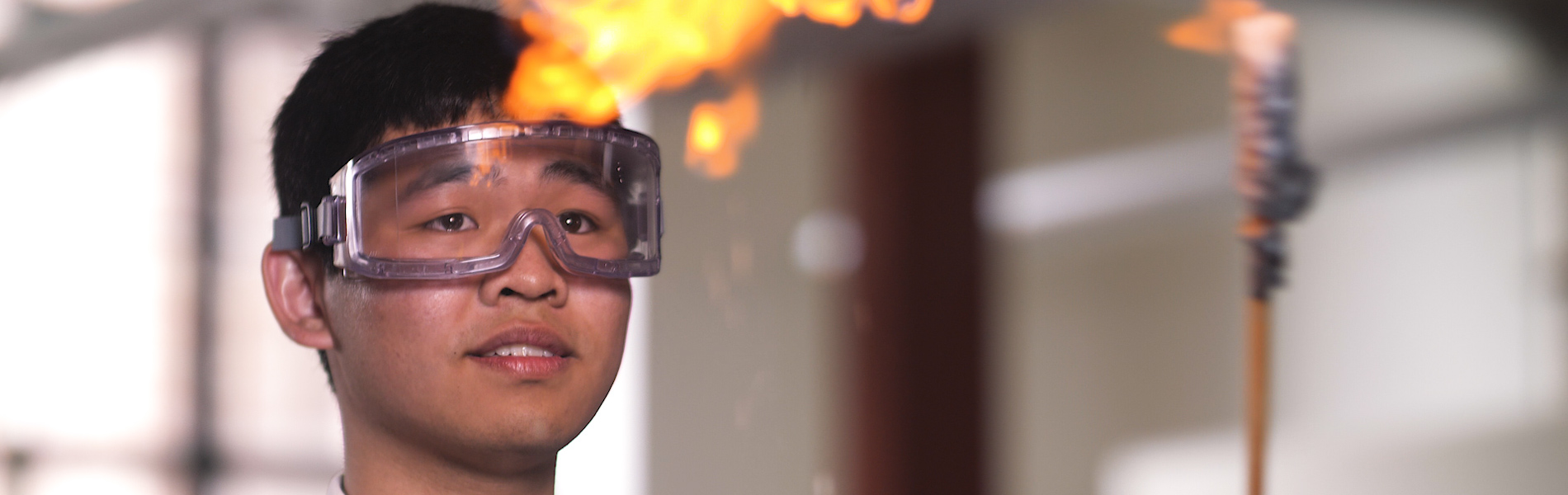 Person wearing lab goggles