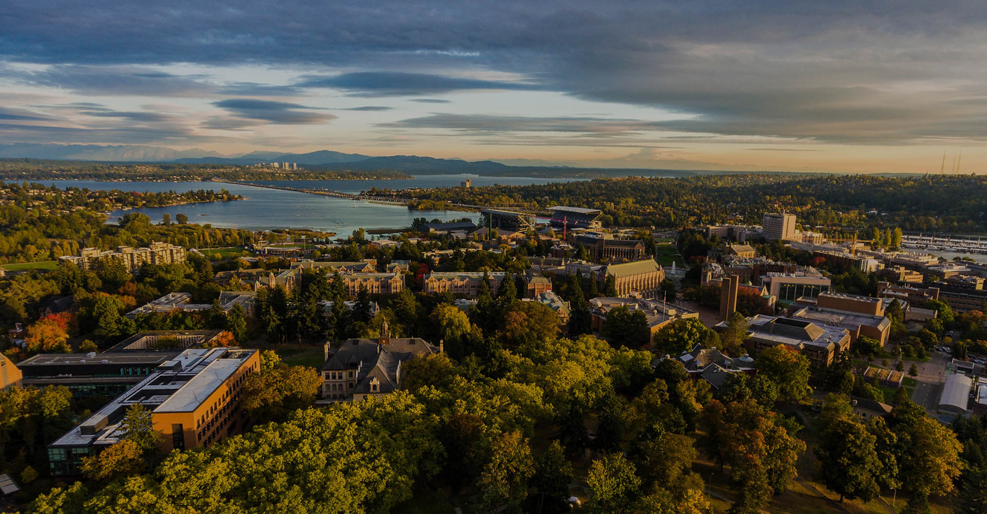Aerial view of area on campus